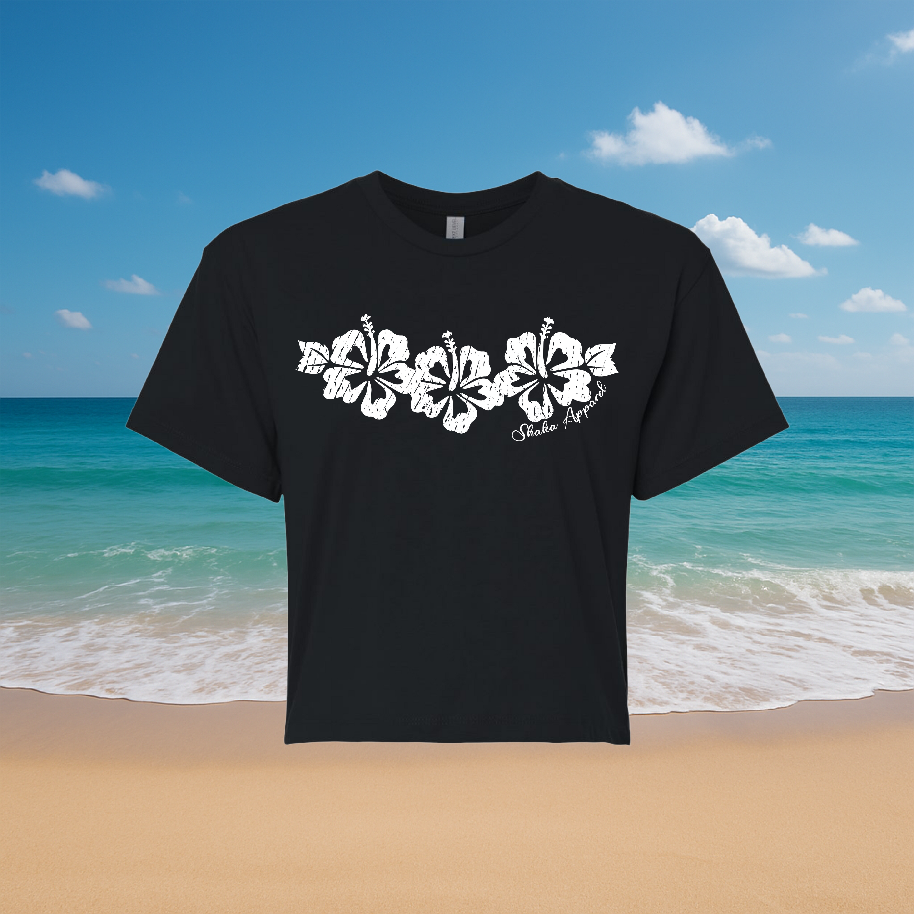 Distressed Hibiscus Crop Top