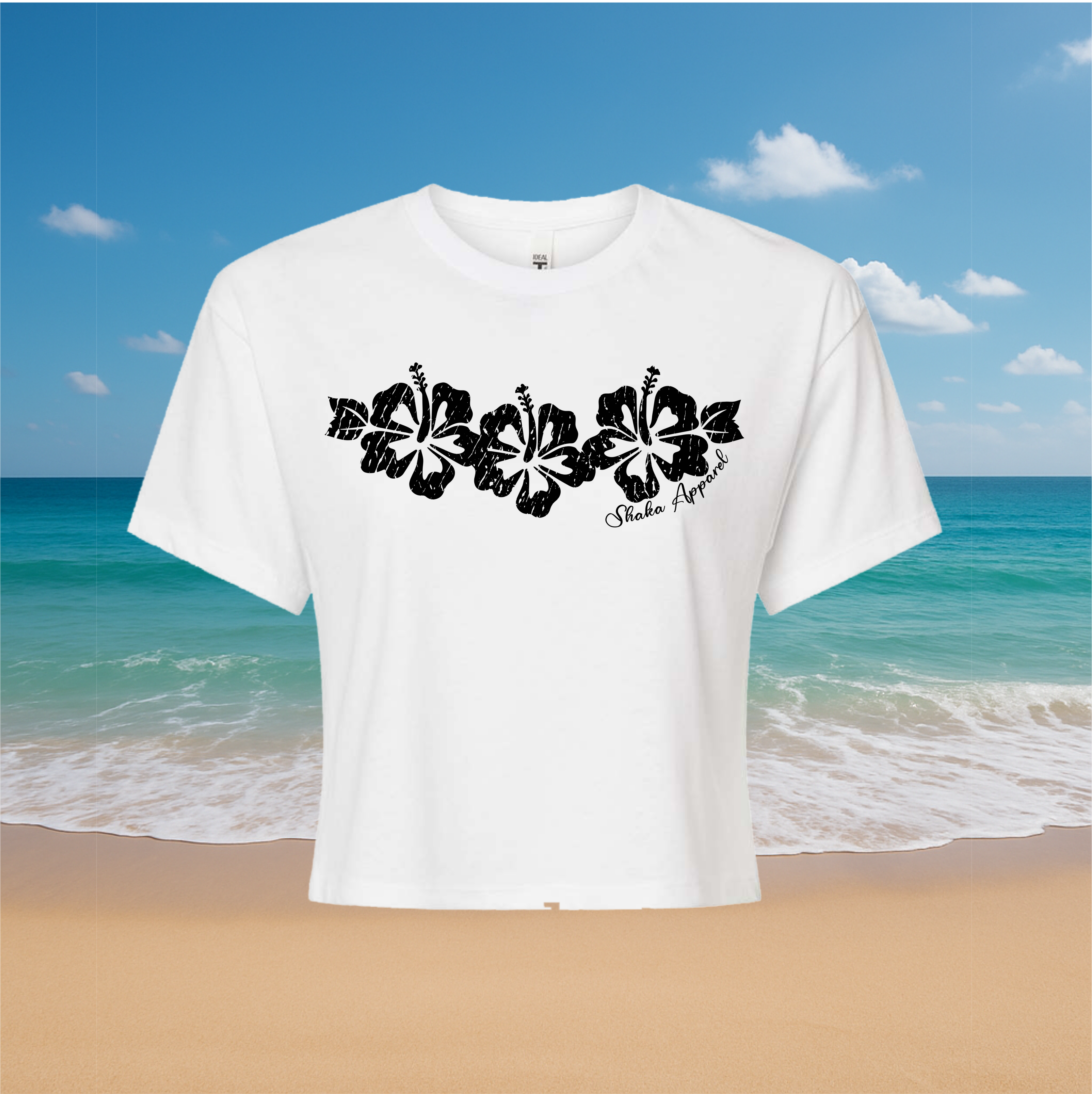 Distressed Hibiscus Crop Top